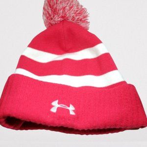 COPY - Under Armour white and red strips one size knit beanie hat